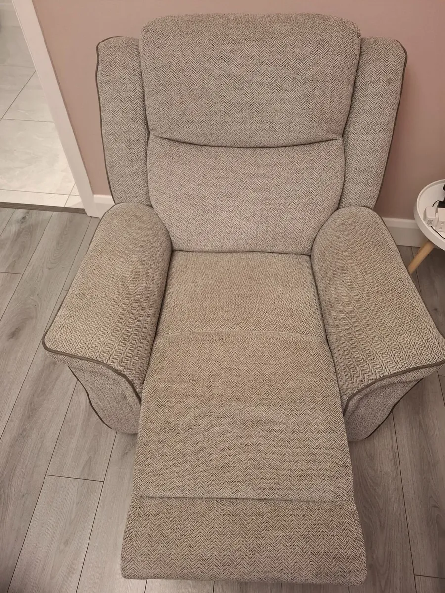 Grey 3 seater couch and recliner chair - Image 2