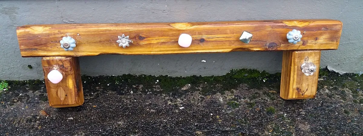 Rustic Oak Beam Mantle / Coat & Hat Rack - Image 1