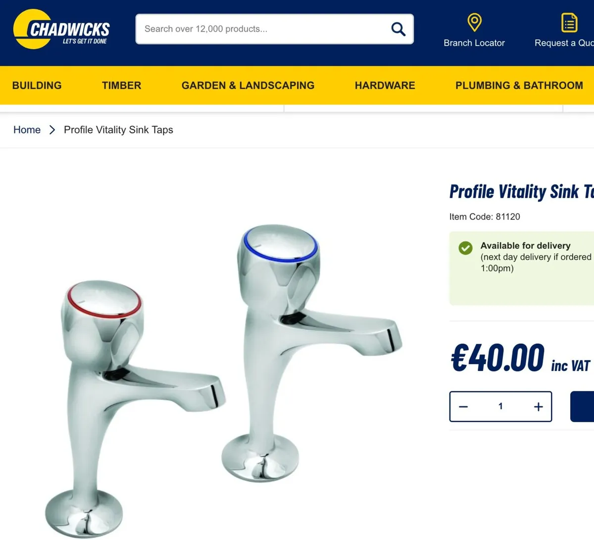 Profile Chrome High Neck Pair Sink Pillar Taps - Image 3