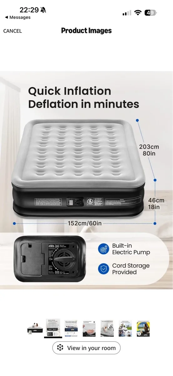 Inflatable Air Bed - Double/King (203×152×46cm) - Image 2