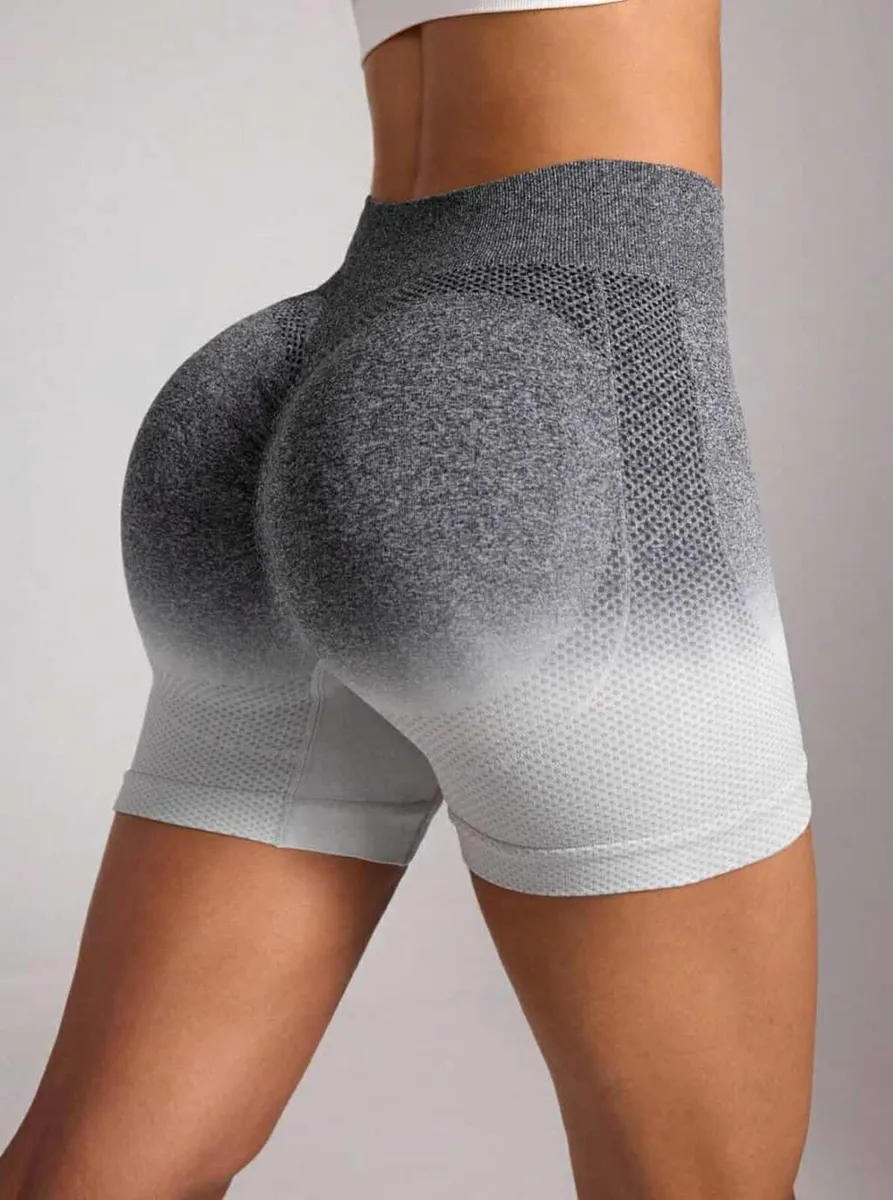 Seamless Ombre High-Waist Sports Shorts - Image 1