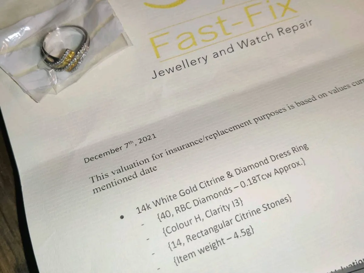 CITRINE & DIAMOND'S, 14CT White Gold Ring & Cert ! - Image 3