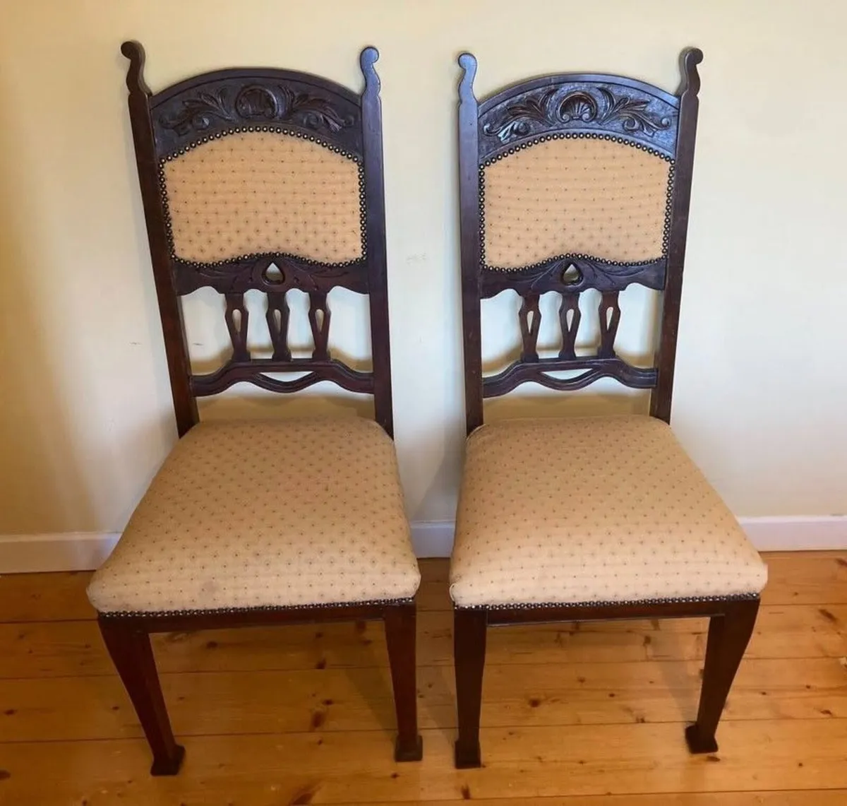 Vintage Solid Wood Chairs – Matching Pair - Image 1