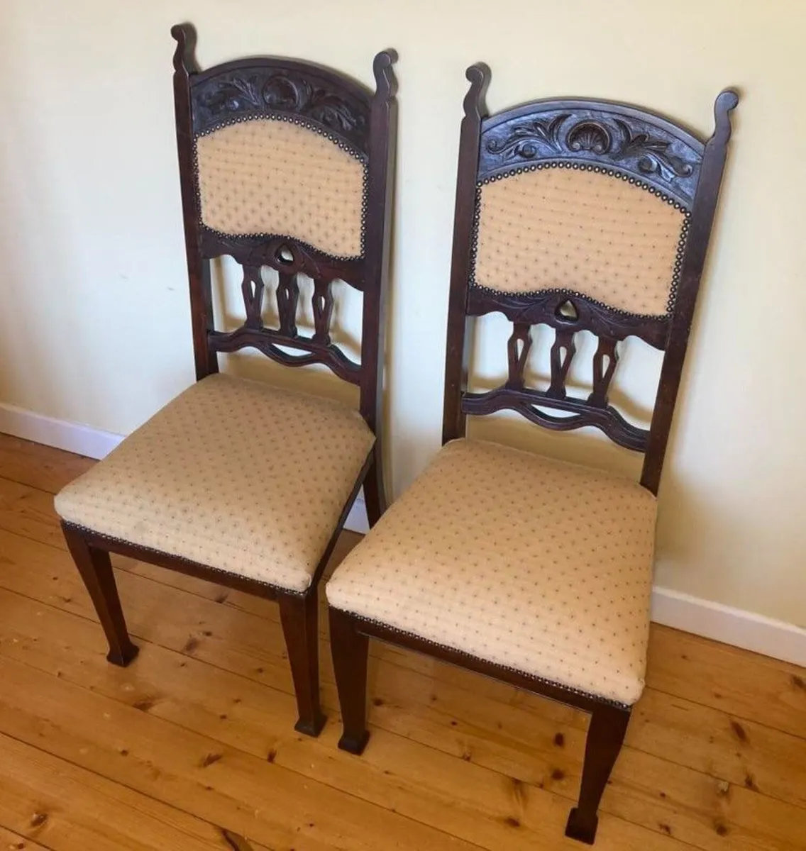 Vintage Solid Wood Chairs – Matching Pair - Image 2
