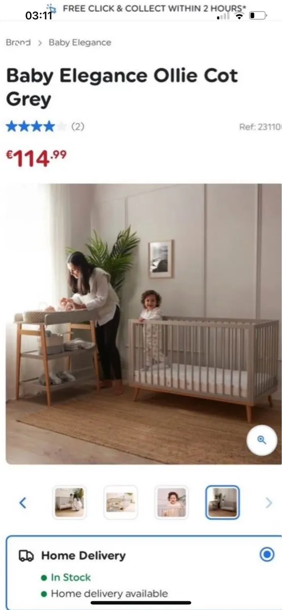 Baby cot and mattress - Image 2