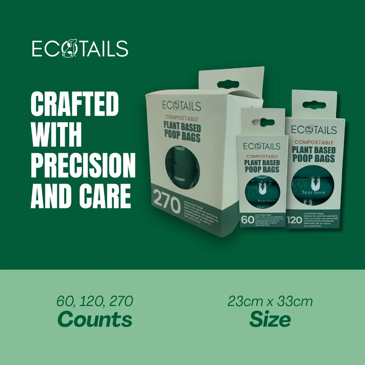 Ecotails Dog Poo Bags Strong, Leakproof & Large - Image 1