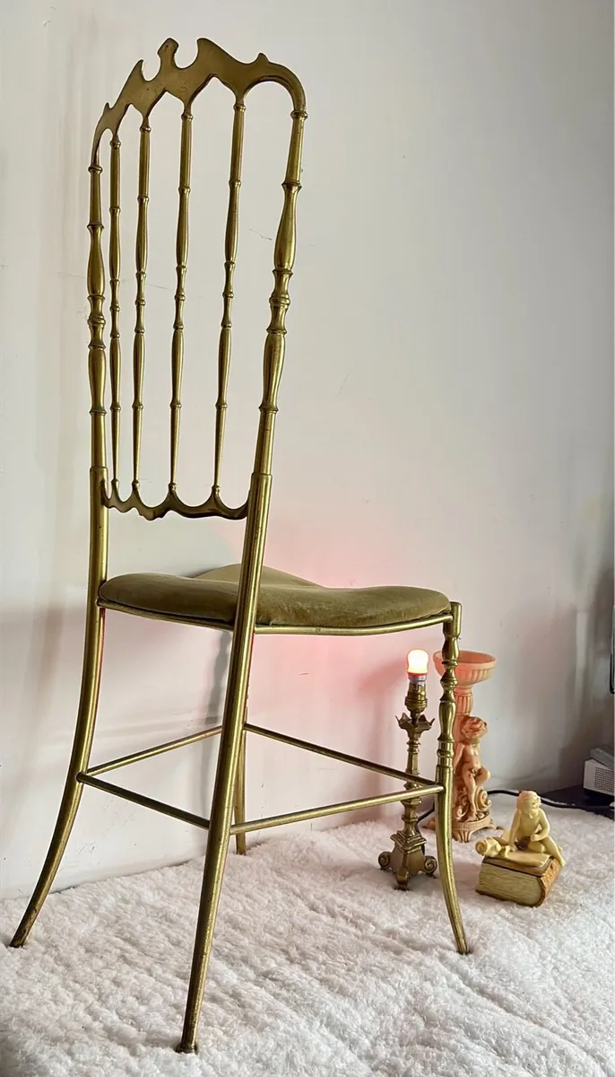 Rare Chiavari Solid Brass Crown Side Chair👑1950s - Image 3