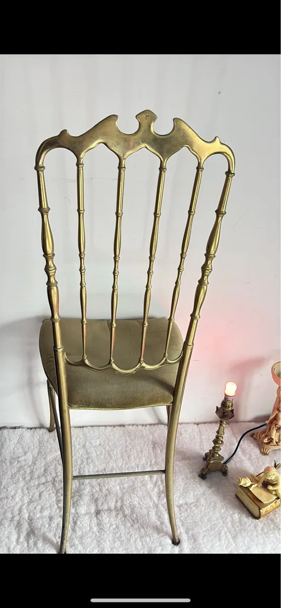 Rare Chiavari Solid Brass Crown Side Chair👑1950s - Image 4