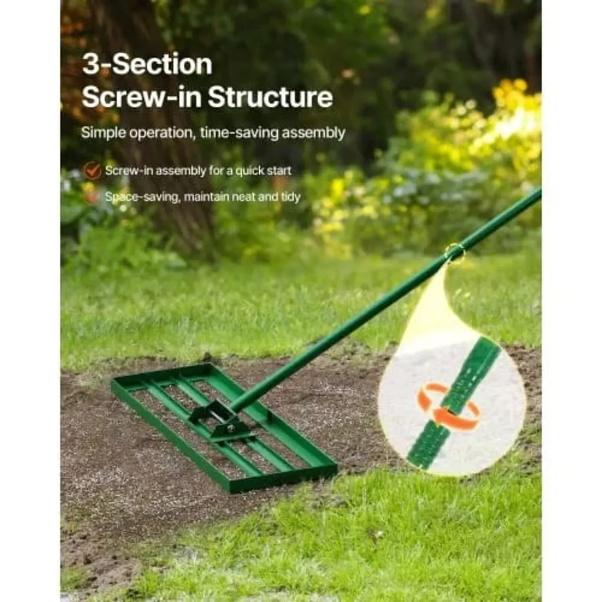 Lawn Leveling Rake, 30"x10" Level Lawn Tool, Heavy - Image 2