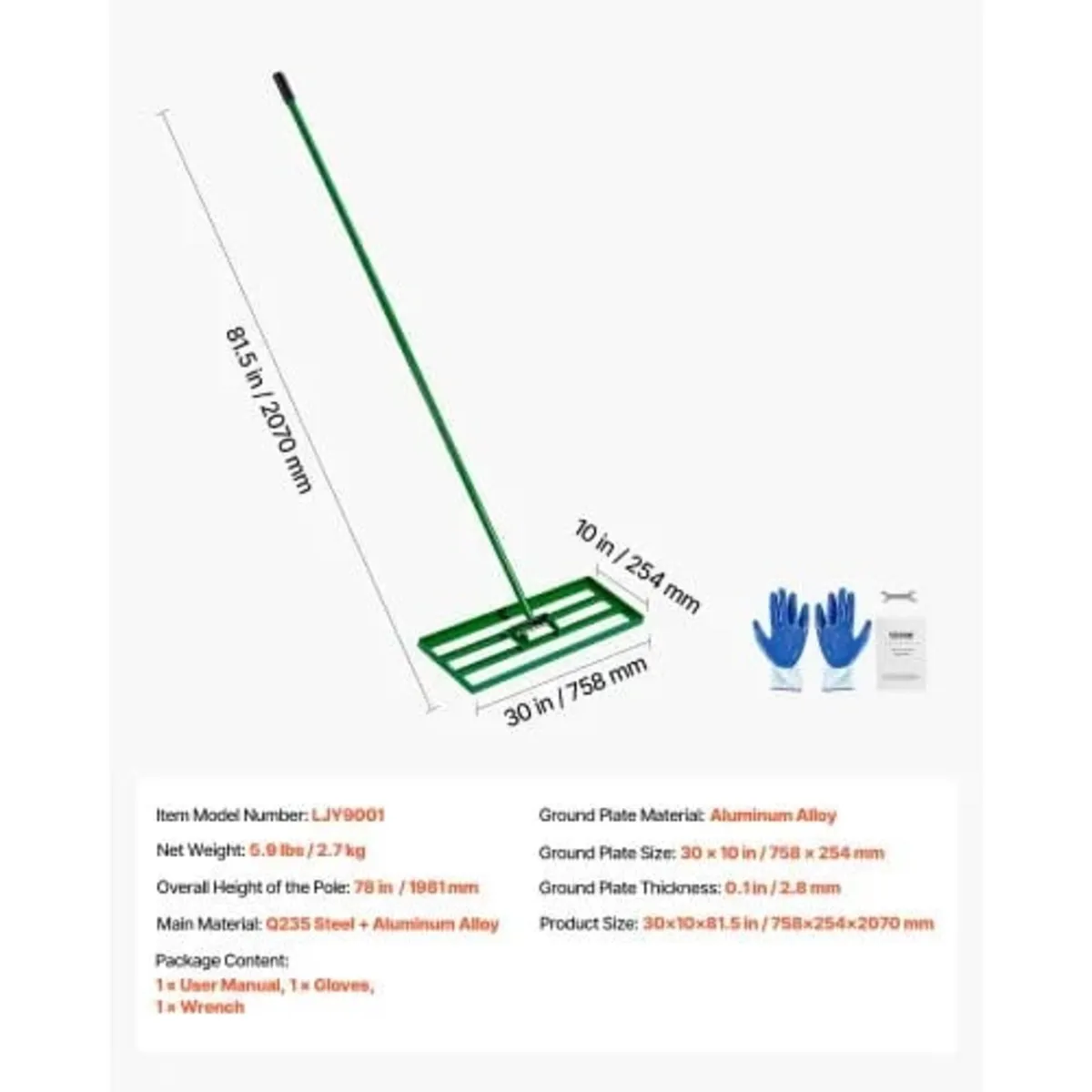 Lawn Leveling Rake, 30"x10" Level Lawn Tool, Heavy - Image 3