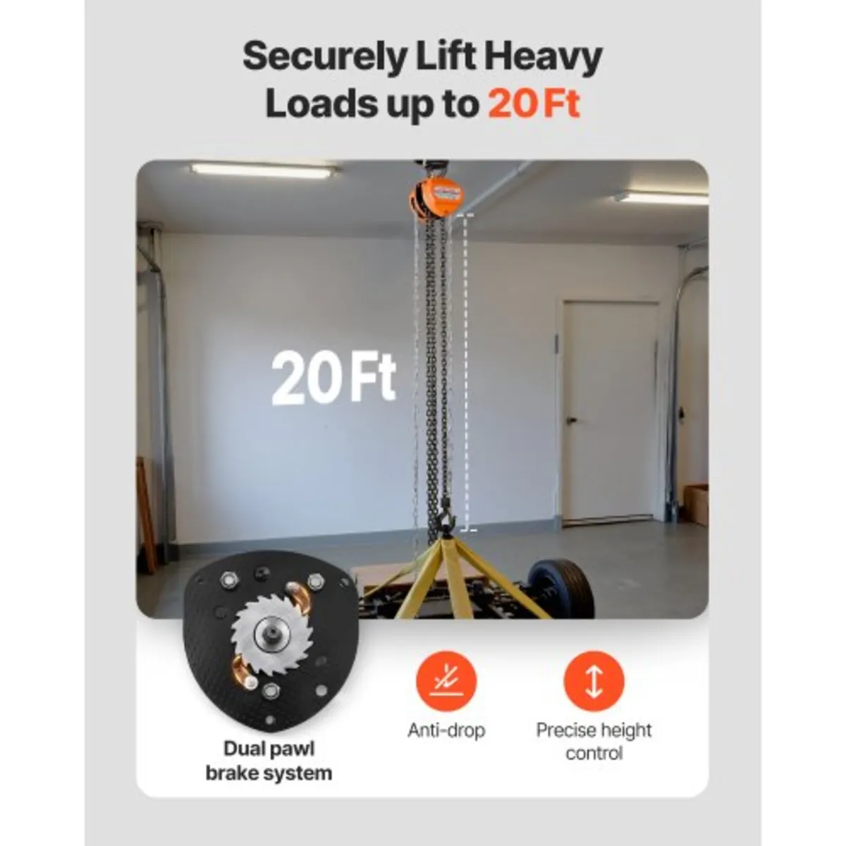 Hand Chain Hoist, 1 Ton Capacity, Manual Chain Blo - Image 4