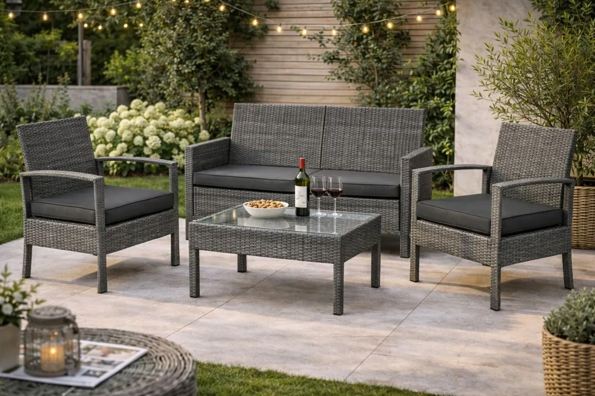 Garden Furniture Set for 4 People Weatherproof Rat - Image 1