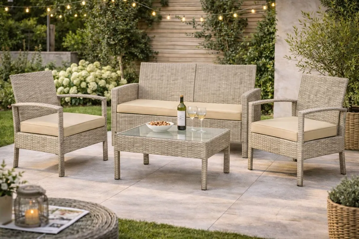 Garden Furniture Set for 4 People Weatherproof Rat - Image 1