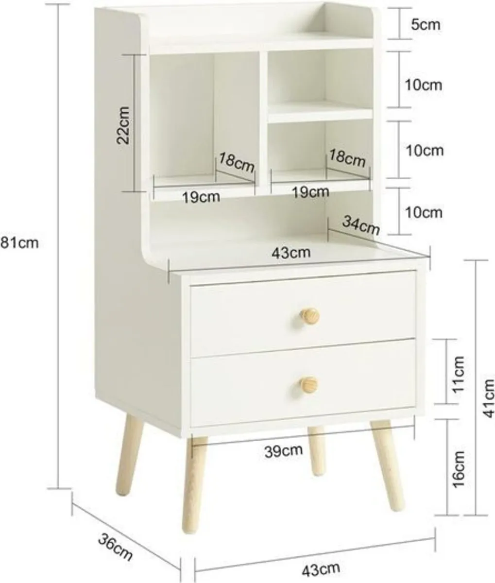 Bedside Table Elegant End Table White Storage Shel - Image 3