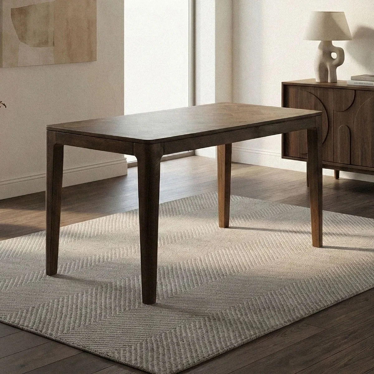 Dining Table Solid Wood Mango 120 x 60 cm Walnut F - Image 3