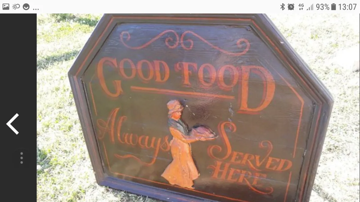 Food Served Vintage Wooden Sign - Image 1