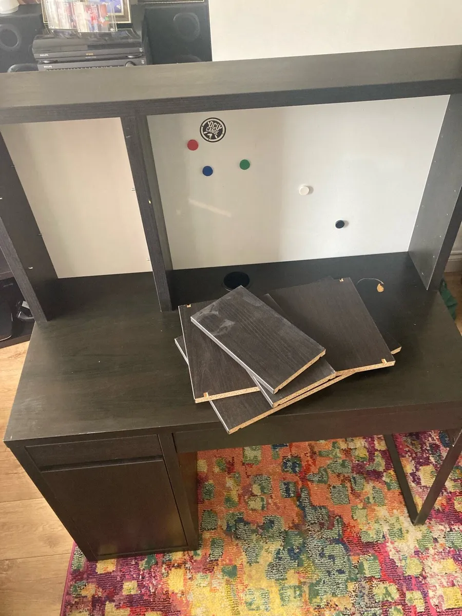 Black IKEA Micke desk with magnetic back board - Image 2
