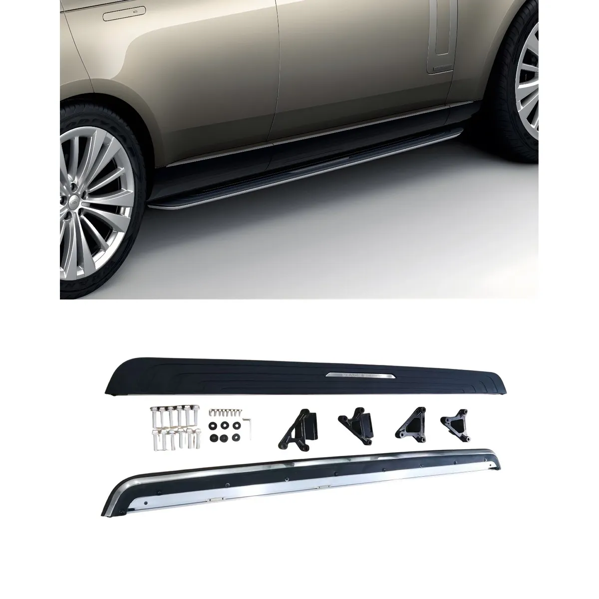 RANGE ROVER SPORT & VOGUE 2023+ SILVER SIDE STEPS - Image 1