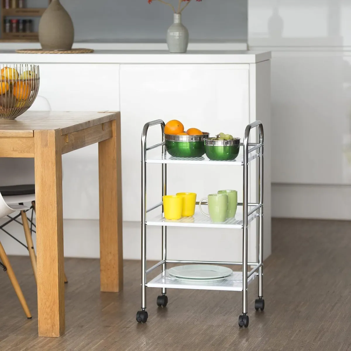 Metal Home Serving Cart with 3 Shelves Tiers - Image 2