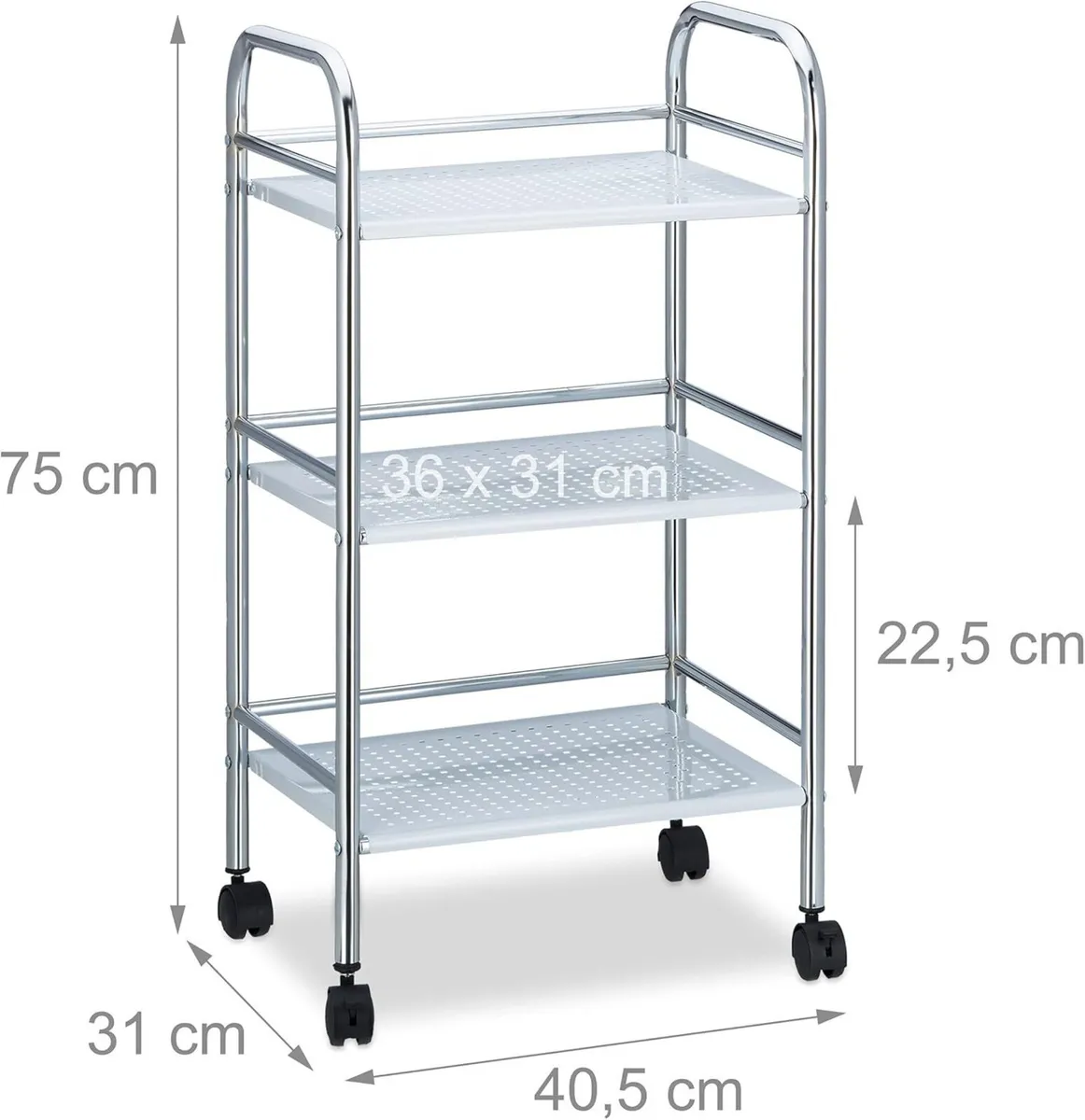 Metal Home Serving Cart with 3 Shelves Tiers - Image 3
