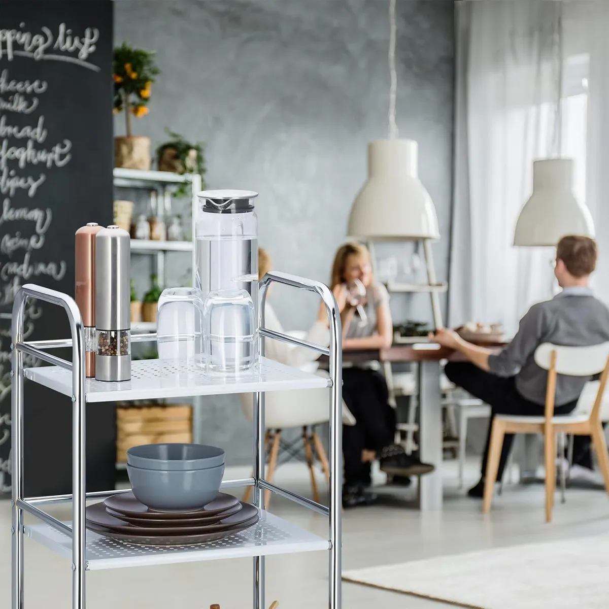 Metal Home Serving Cart with 3 Shelves Tiers - Image 4