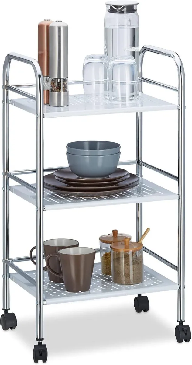 Metal Home Serving Cart with 3 Shelves Tiers - Image 1