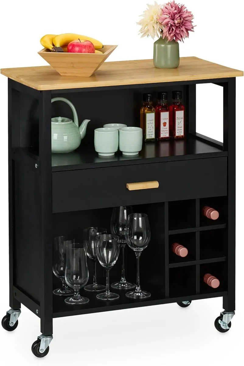 Kitchen Island Cart Wine Rack for 6 Bottles 2 - Image 1