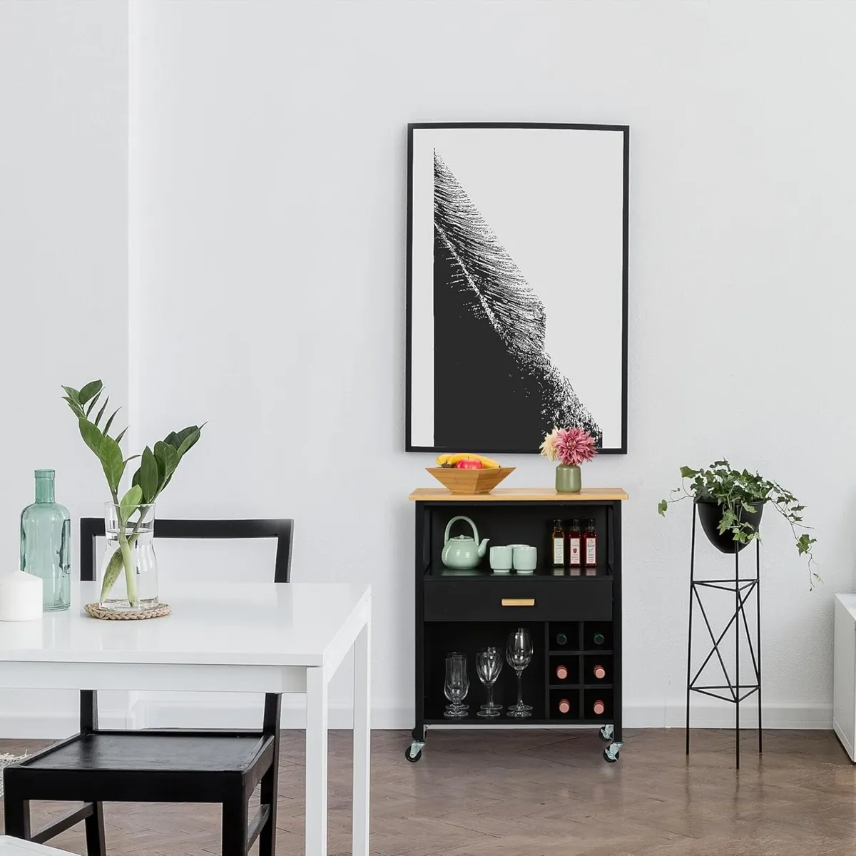 Kitchen Island Cart Wine Rack for 6 Bottles 2 - Image 2