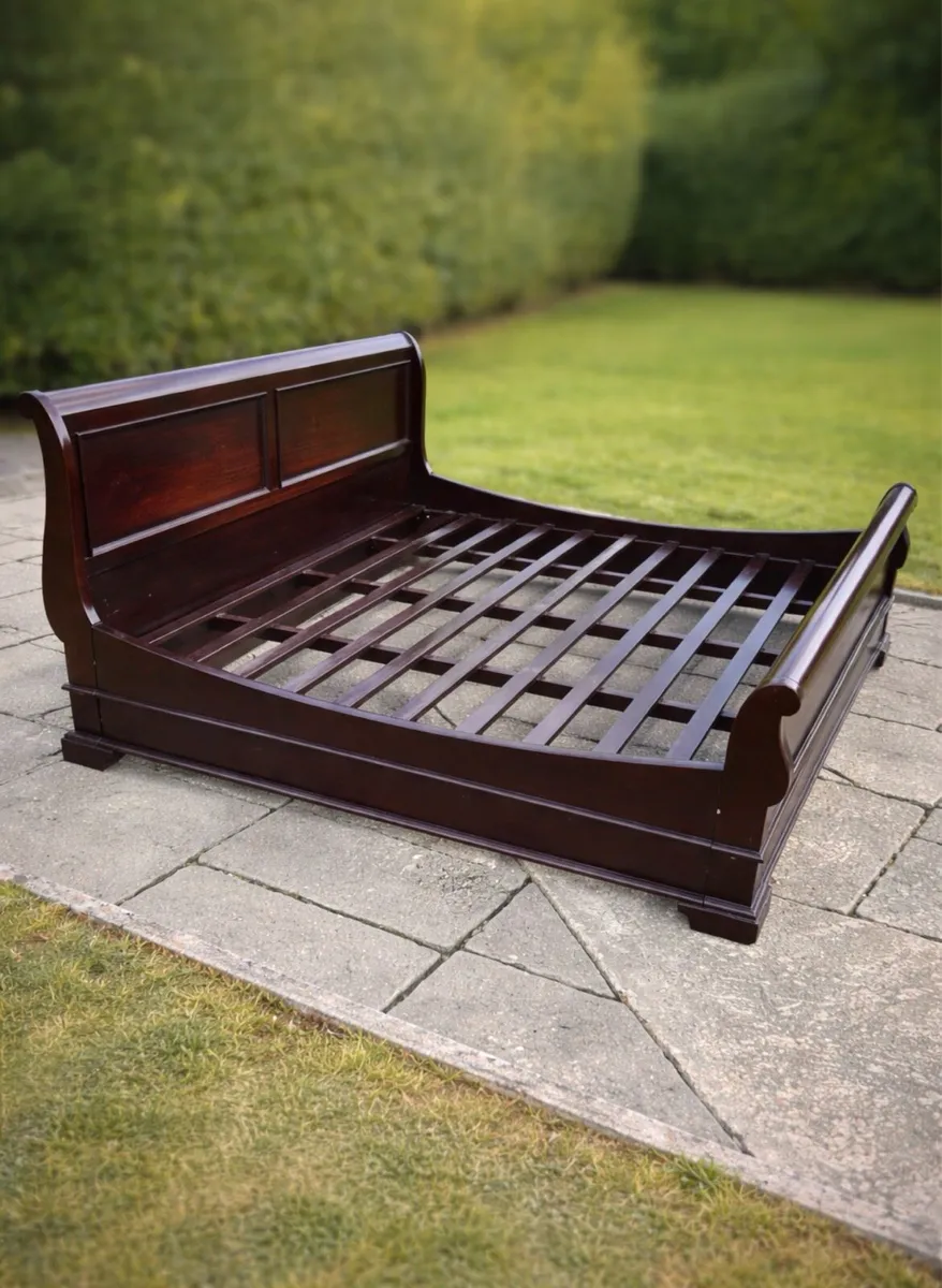 Solid Wooden Sleigh Bed Frame - Image 2