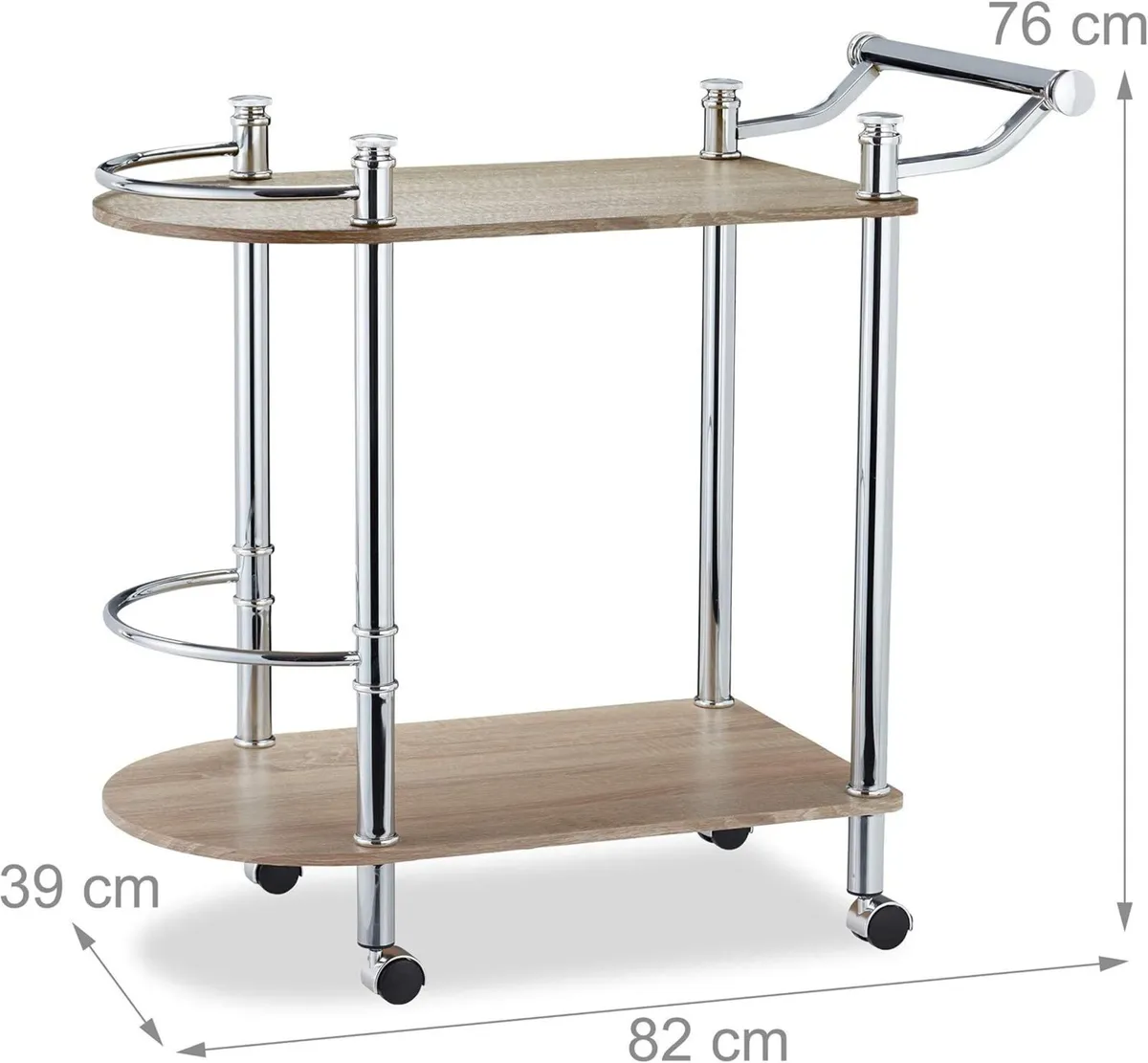 2-Tier Serving Cart Wood Look MDF and Steel 4 - Image 3