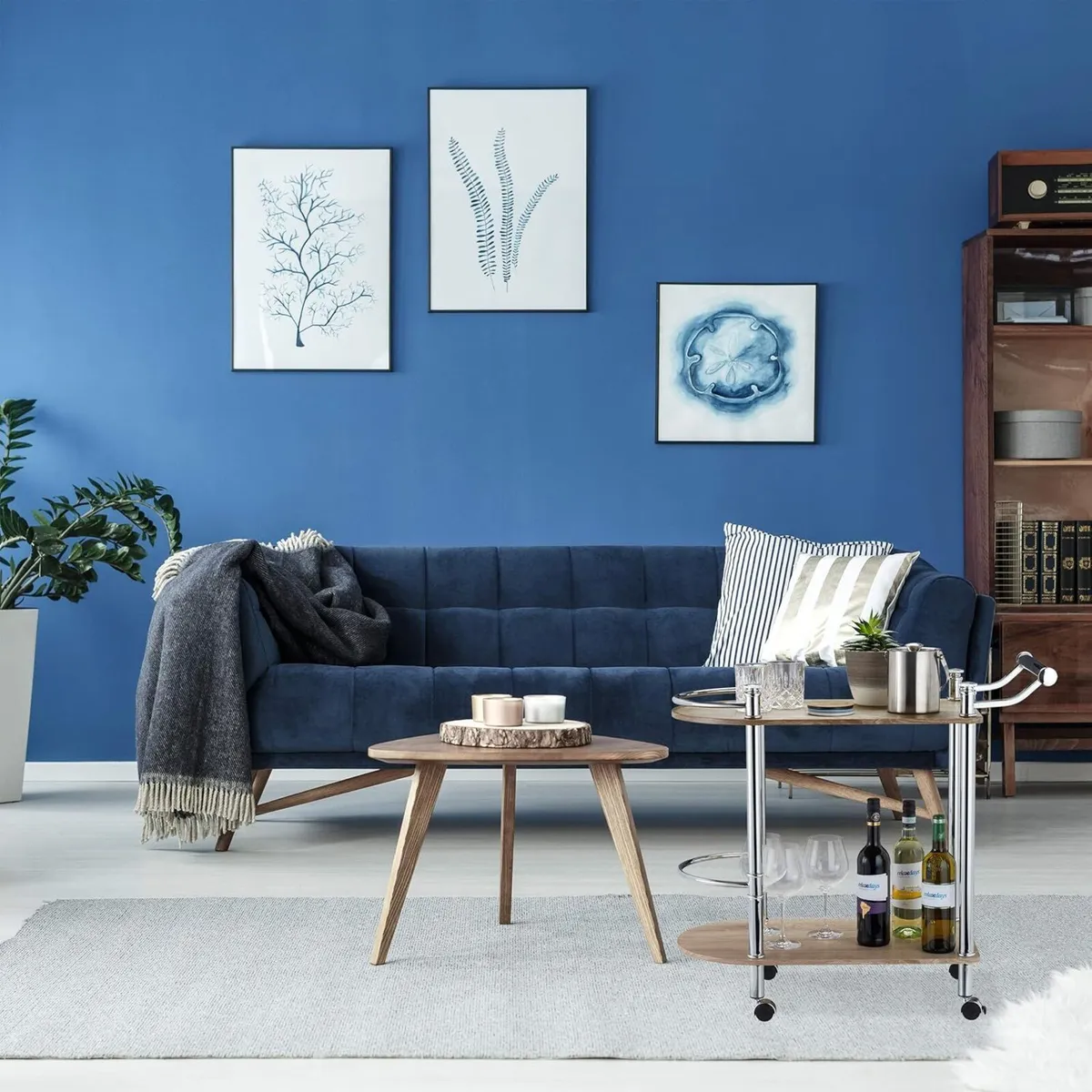 2-Tier Serving Cart Wood Look MDF and Steel 4 - Image 4