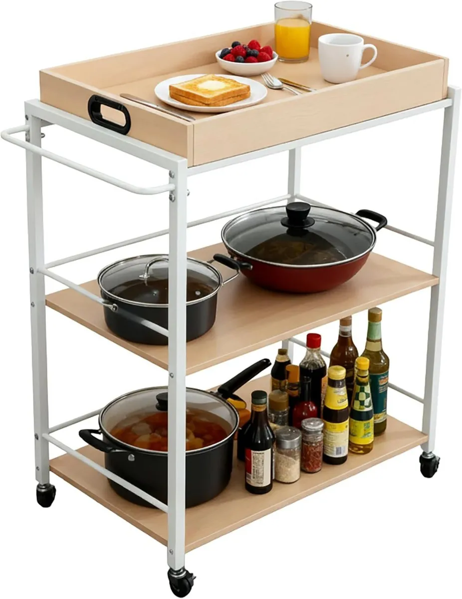 3-Tier Serving Trolley with Removable Tray - Image 1