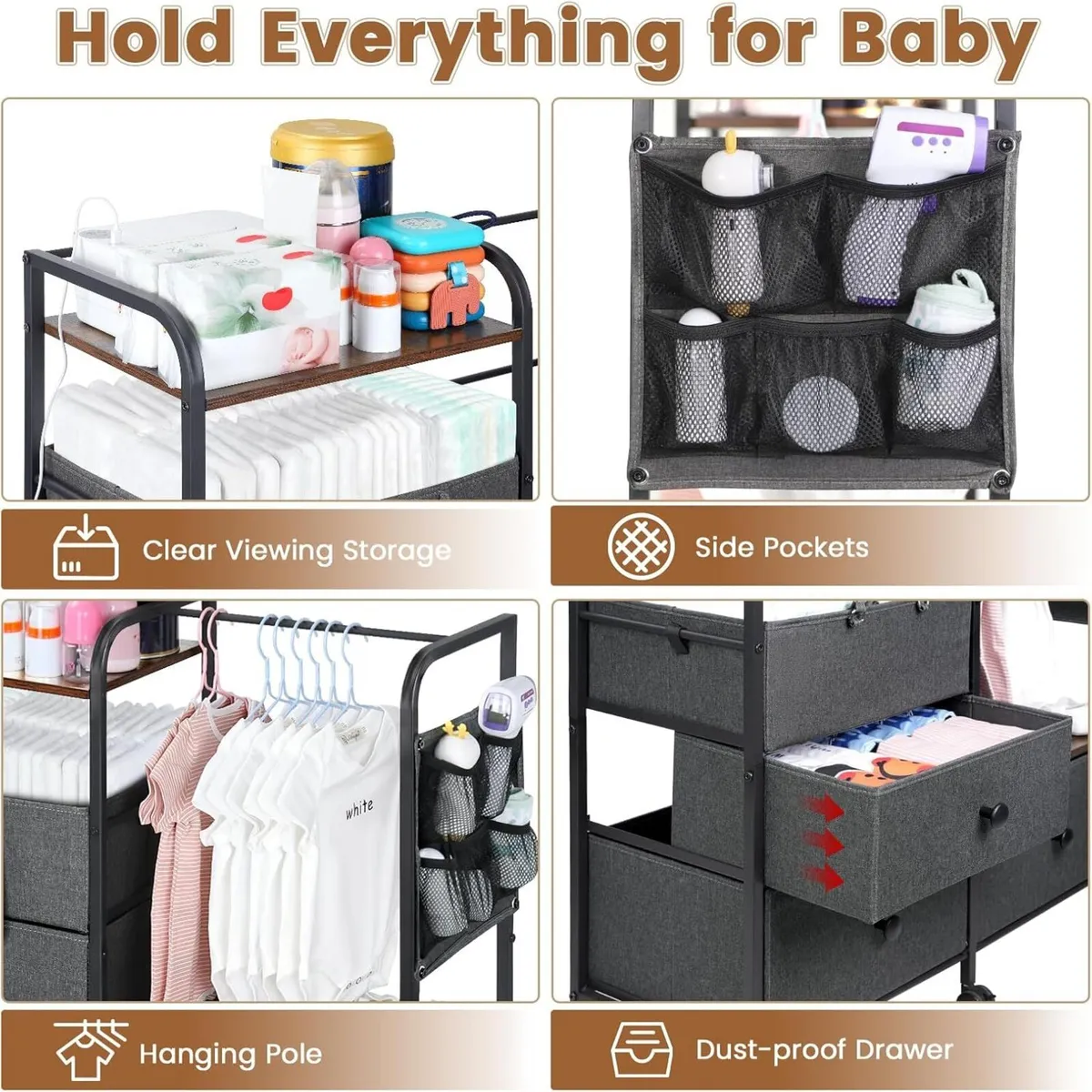 Nappy Caddy Organiser Large 4 Tier Capacity Baby - Image 3