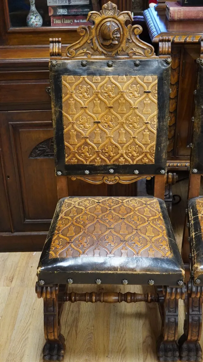 Spanish Renaissance Revival Walnut Dining Chairs - Image 2