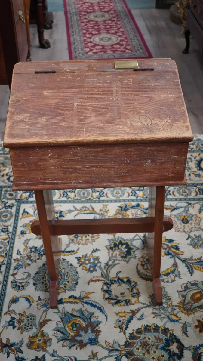 Irish Antique Wooden School Desk - Image 2