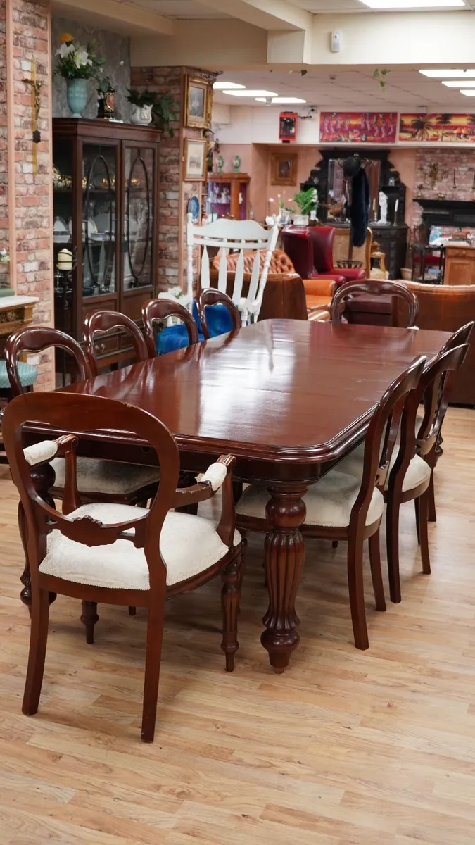 Mahogany Extendable Dining Table with 9 Chairs - Image 1