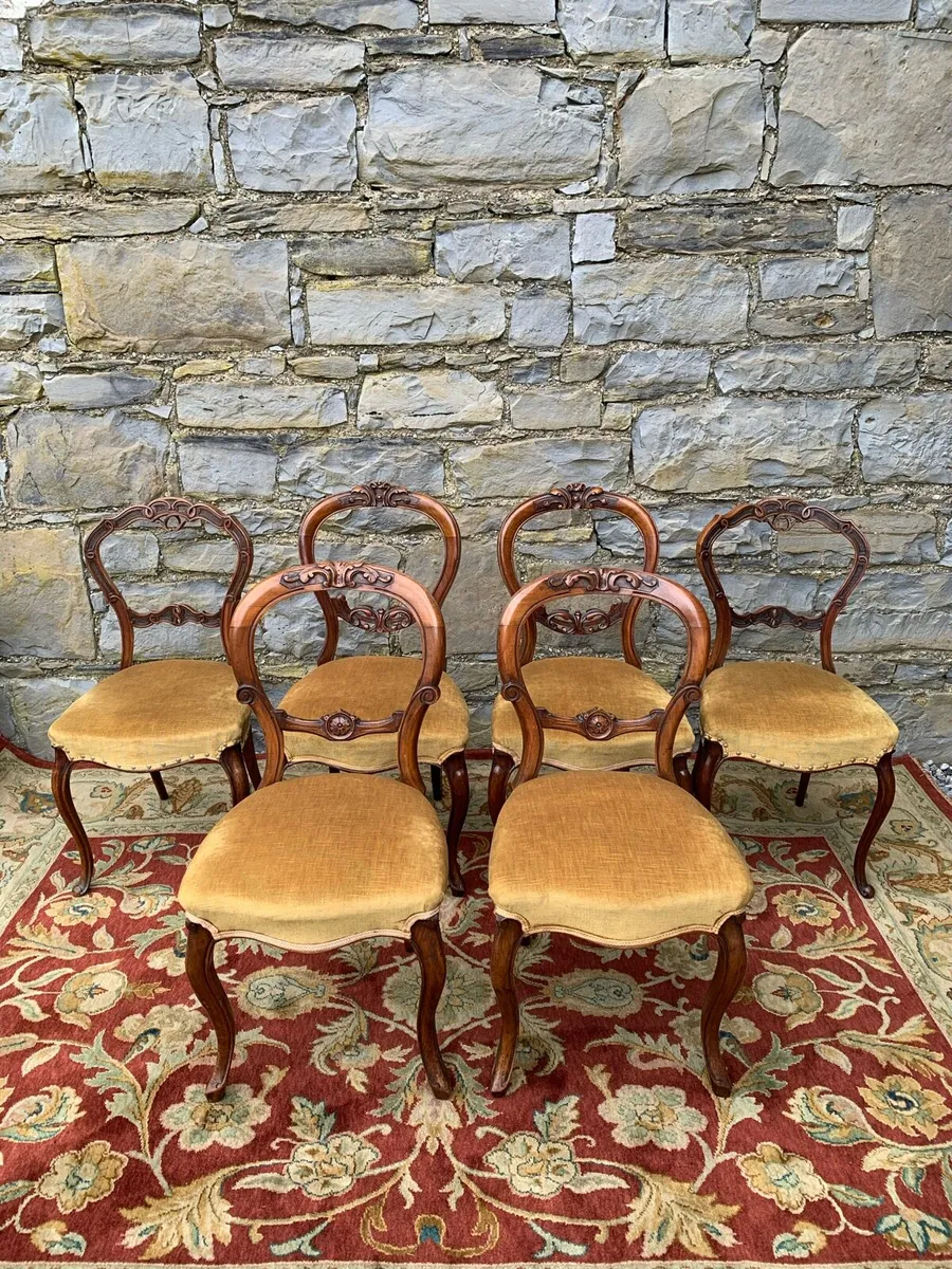 Set of 6 Victorian walnut  balloon back chairs. - Image 1