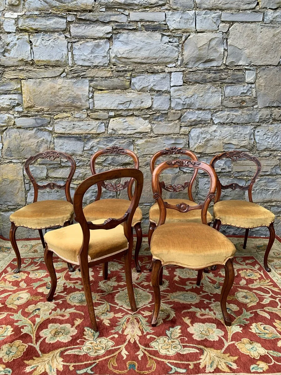 Set of 6 Victorian walnut  balloon back chairs. - Image 3