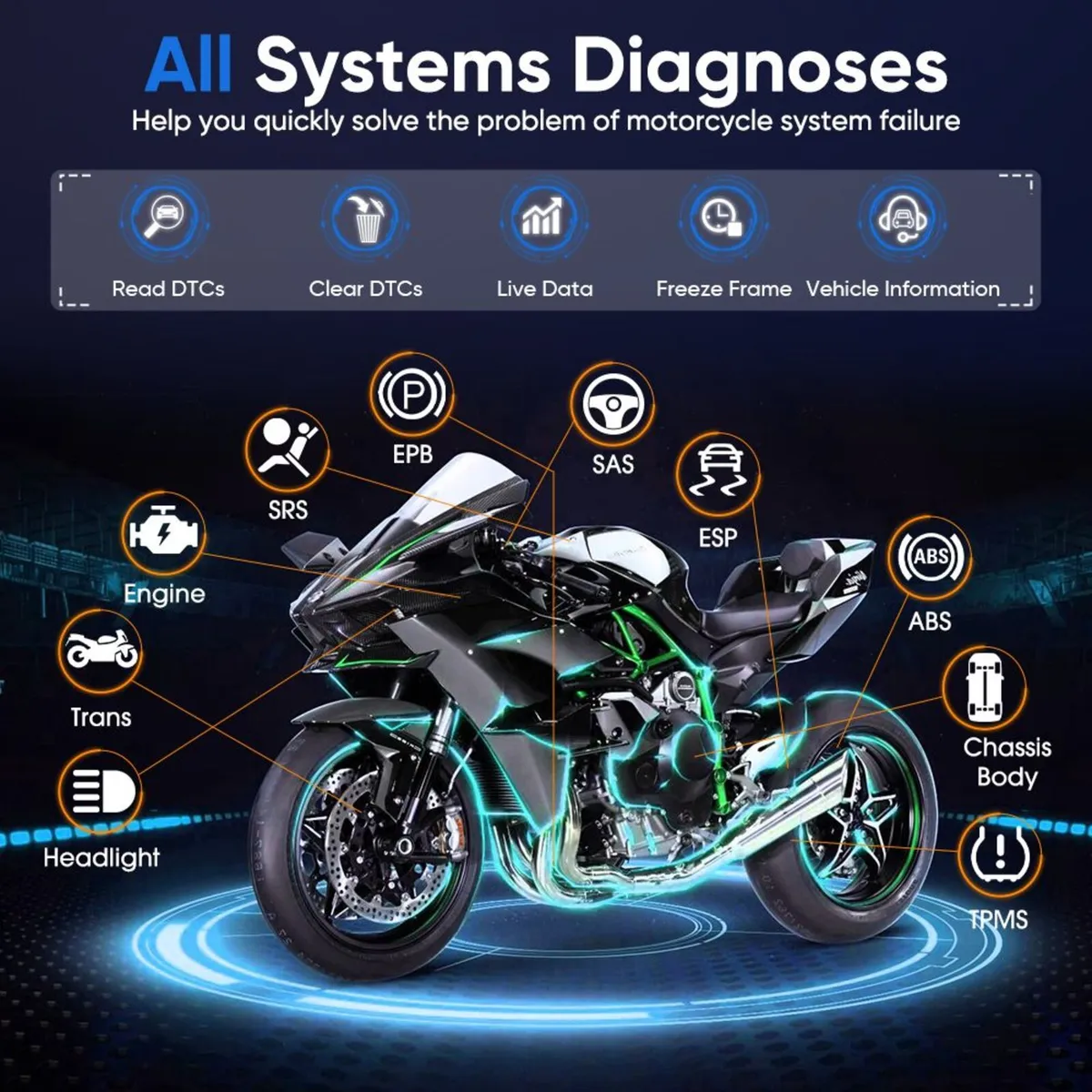 ANCEL MT700 Motorcycle Full System Diagnostic Tool - Image 1