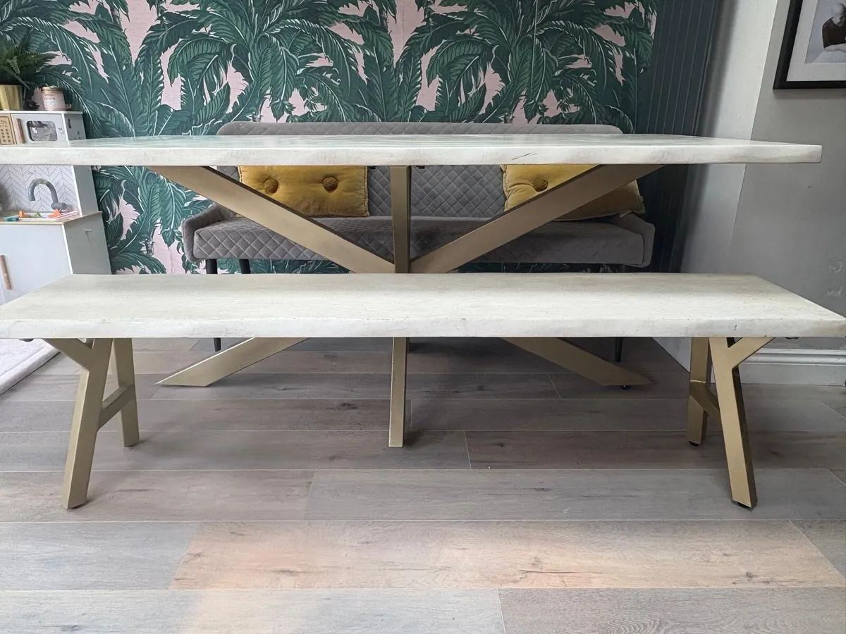 Luxury Dining Table & Benches x 2 - Image 2