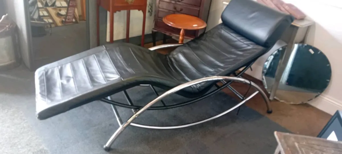 Italian Leather And Chrome Lounger