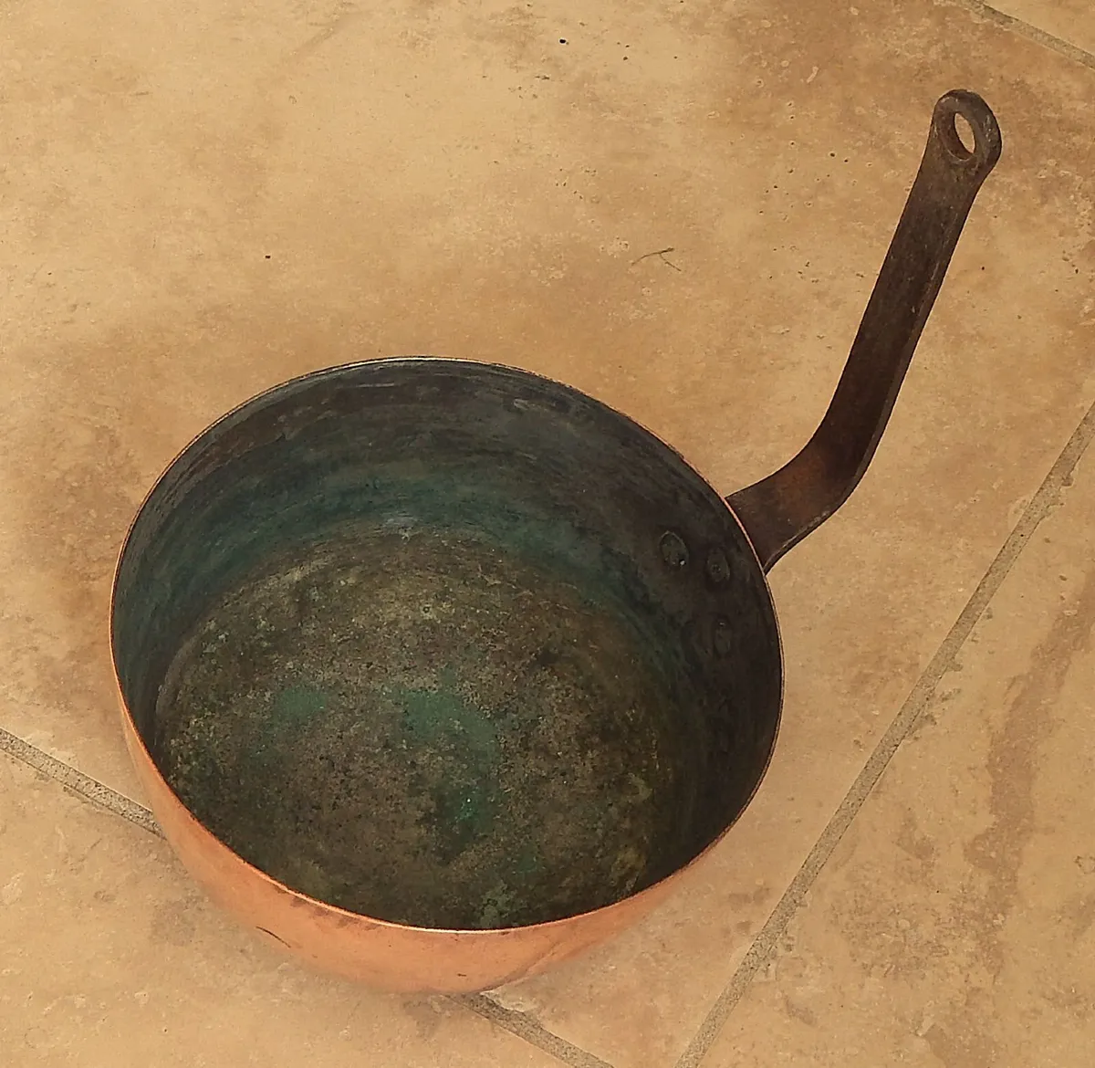 Large Vintage Copper & Forged Iron Ladle Pot - Image 2