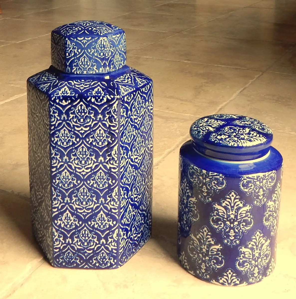 2 Hand Painted Paul Costelloe Living Storage Jars - Image 1