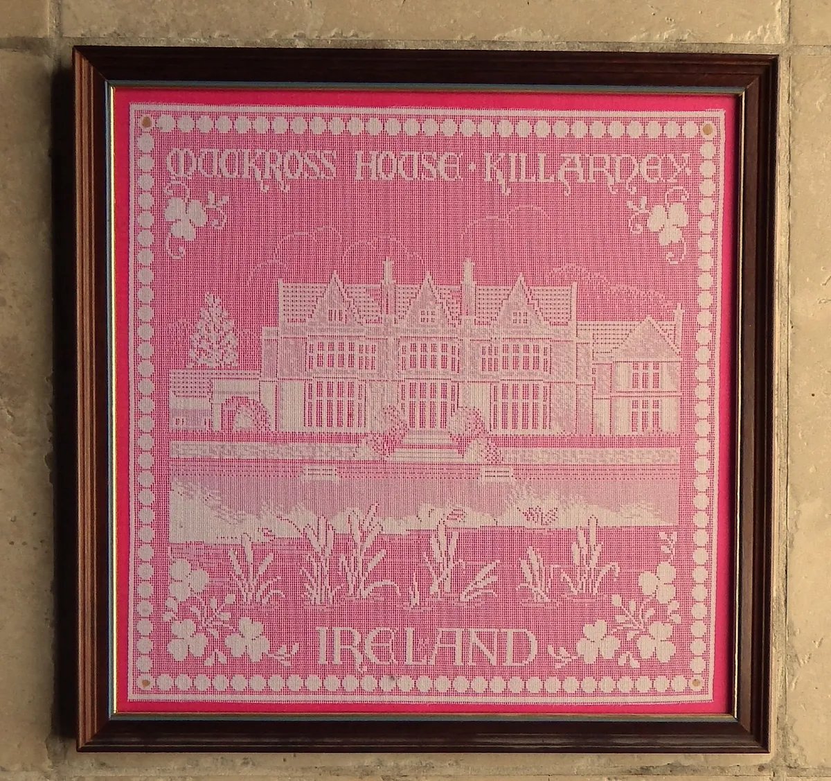Large Vintage Lace Artwork of Muckross House - Image 1