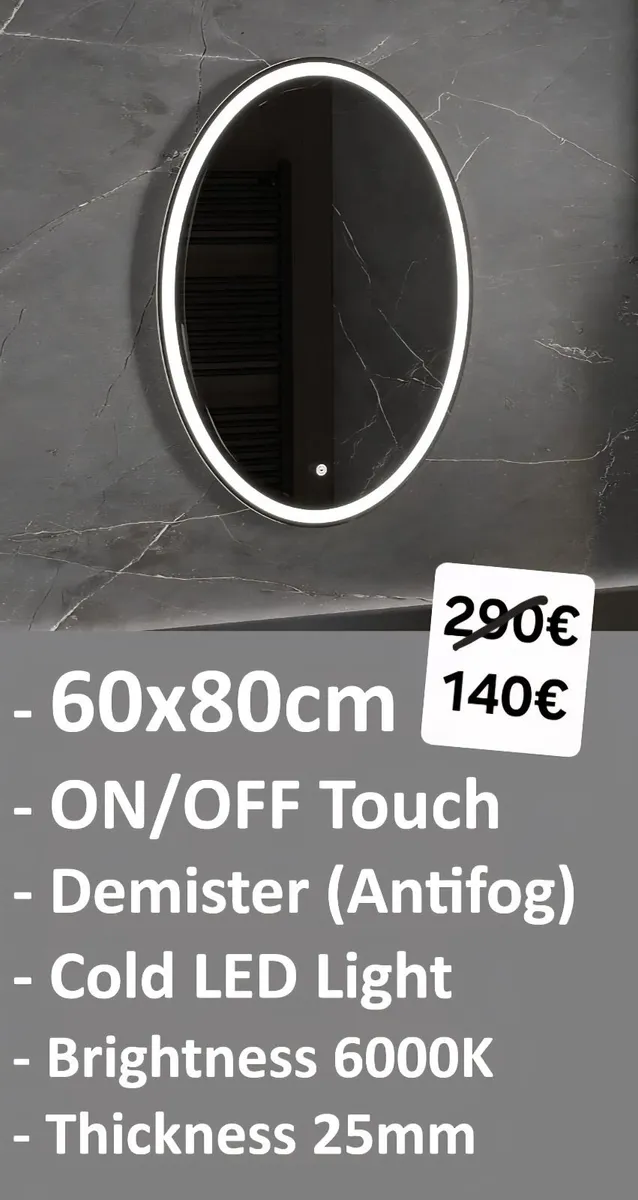 LED Bathroom Mirror Demister Bright Light Makeup - Image 2