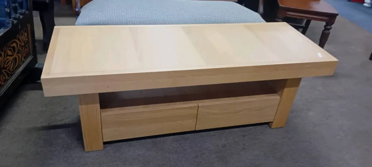 New Oak Effect Coffee Table With Drawers - Image 1