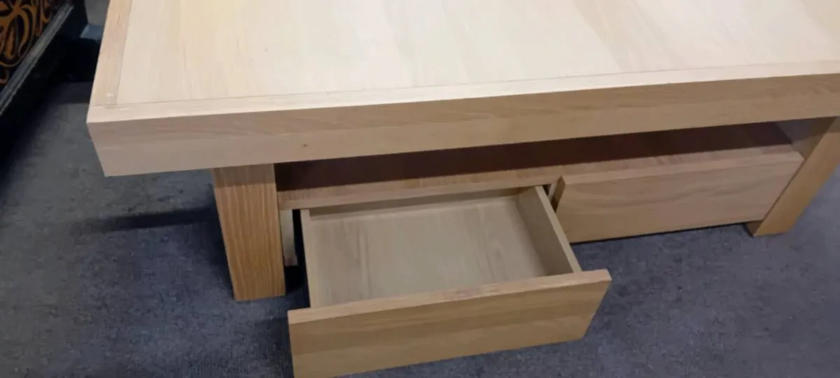 New Oak Effect Coffee Table With Drawers - Image 2