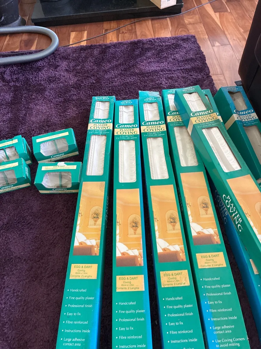 NEW Plaster Coving – 7 Boxes (2.7m) Unused - Image 1