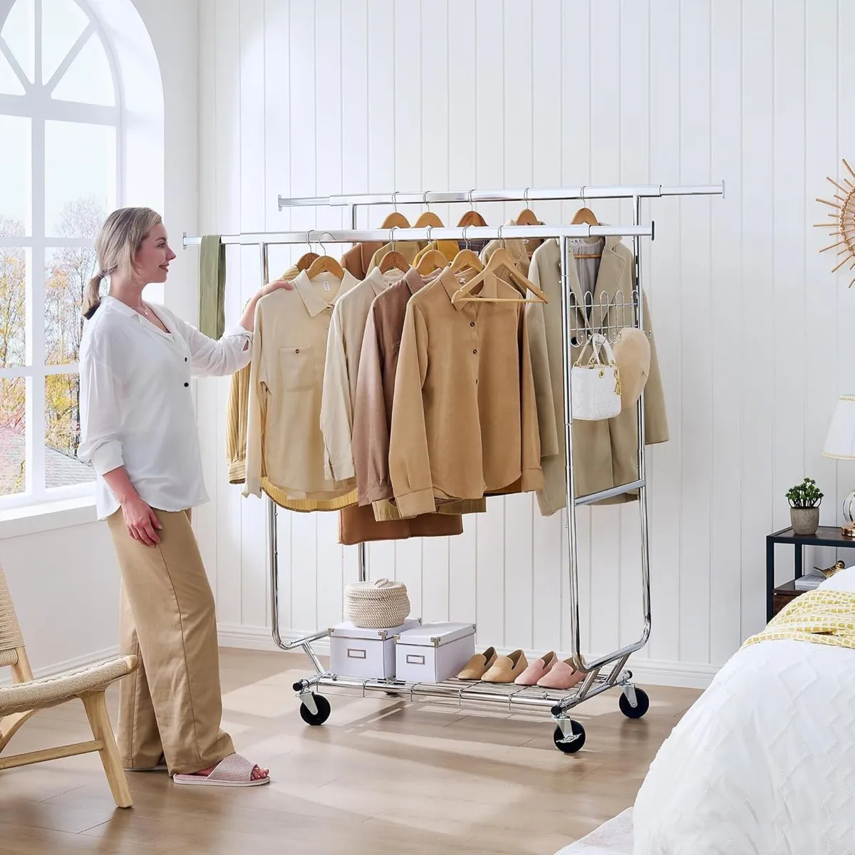 Heavy Duty Clothes Rack Load 900 Lbs Double Rod - Image 2