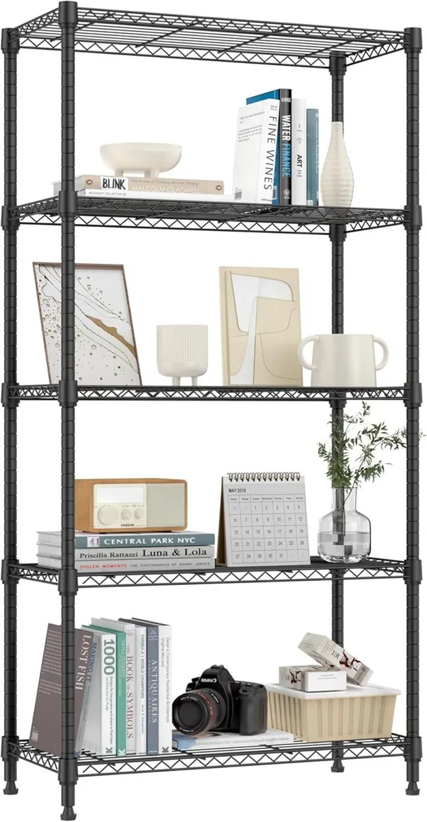 lbs 5 Tier Shelf Metal Storage Shelves Shelving - Image 1